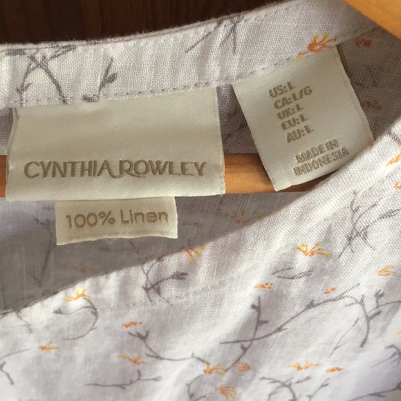 Cynthia Rowley Linen Floral Top Sz L - Picture 3 of 3